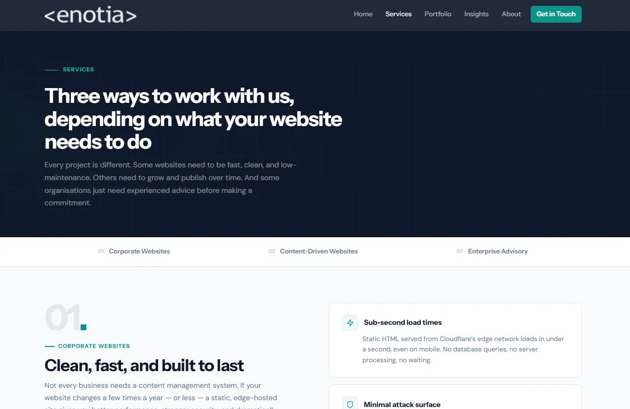 Enotia Australasia homepage on desktop